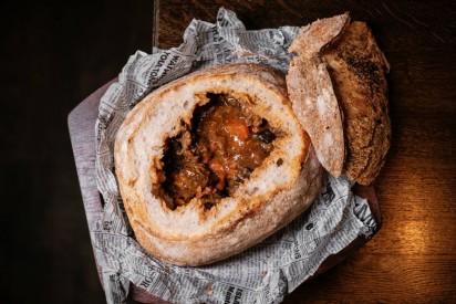 Braised elk in Burgundy style