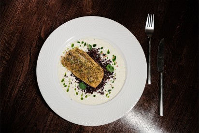 Halibut with wild rice